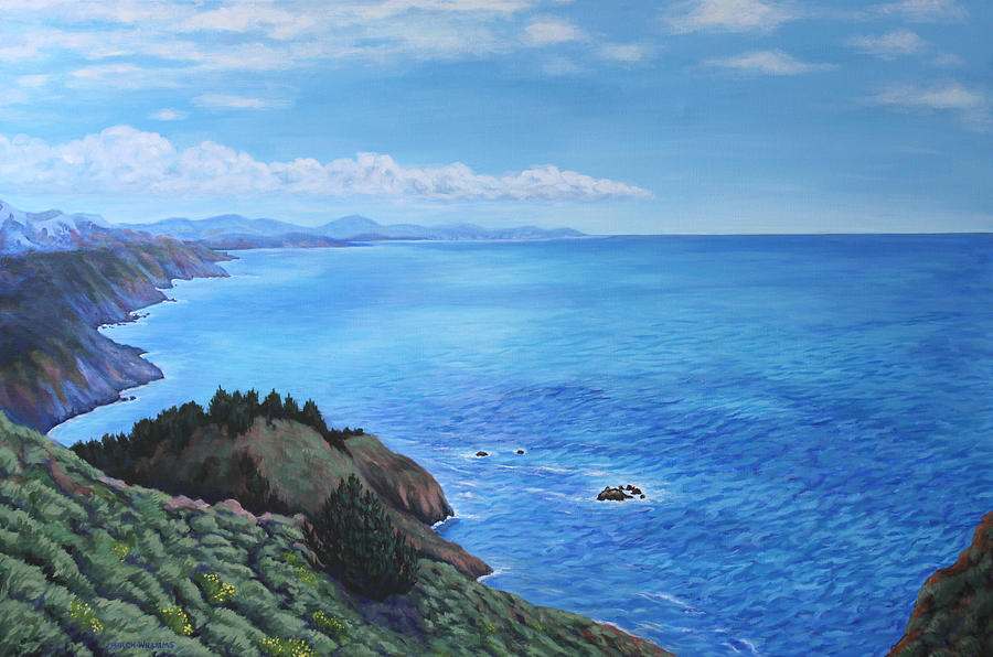 900x596 Northern California Coastline Painting By Penny Birch Williams - Coastline Painting