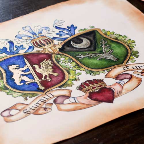 500x500 Commission A Custom Family Crest Or Custom Coat Of Arms - Coat Of Arms Painting