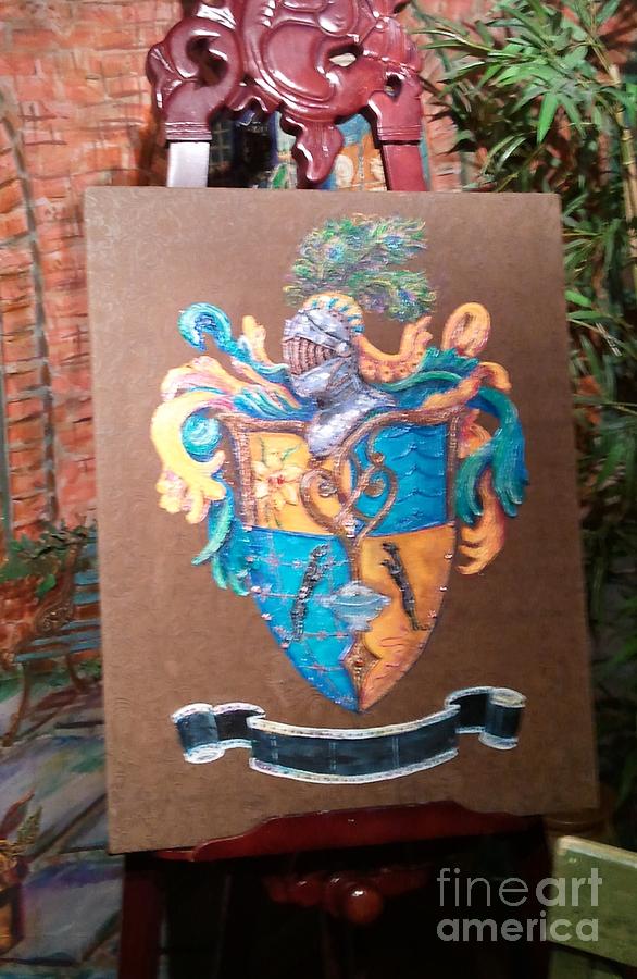 586x900 Memorial Family Crest Painting By Nancy Rutland - Coat Of Arms Painting