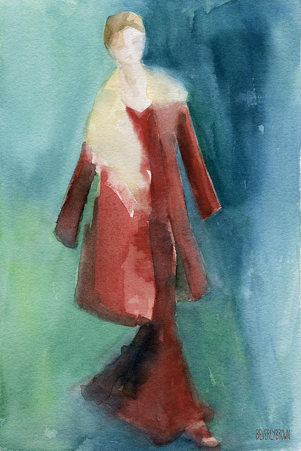 600x900 Red Coat And Long Dress - Coat Painting