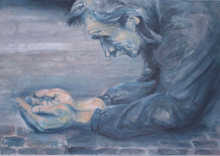 770x549 Saatchi Art A Beggar With No Coat Painting By Tamara - Coat Painting