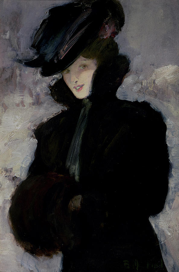 593x900 The Fur Coat Painting By Bessie Macnicol - Coat Painting
