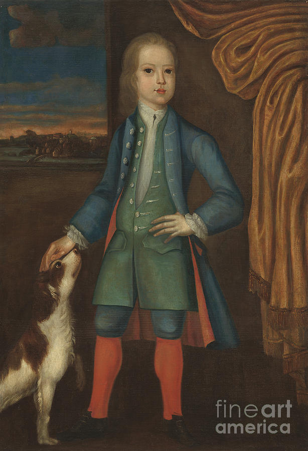 614x900 Boy In Blue Coat Painting By American 18th Century - Coat Painting