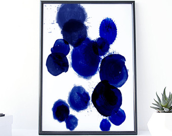 340x270 Dark Blue Abstract Etsy - Cobalt Blue Painting