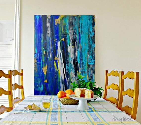 570x505 Large Abstract Painting Cobalt Blue Painting Blue By Artbyheroux - Cobalt Blue Painting