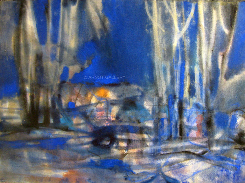 800x597 Pawel Kontny, Abstract Cobalt Blue Forest (Painted On Both Sides - Cobalt Blue Painting