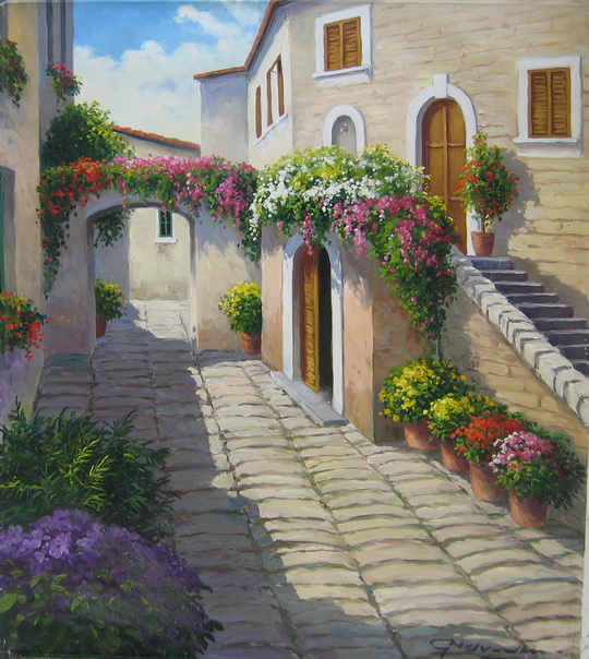 540x604 Gerhard Nesvadba West End Gallery Richmond, Va - Cobblestone Painting