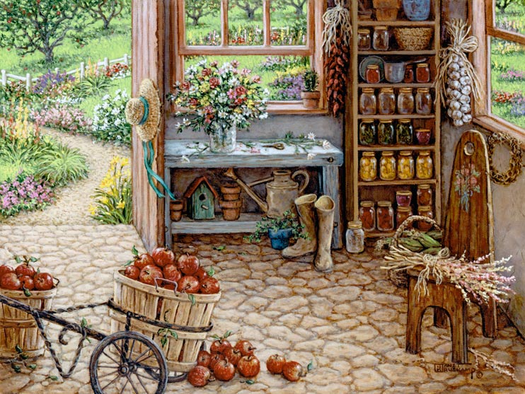 742x557 Gardening Room, One Of Janet Kruskamp's Interior And Exterior - Cobblestone Painting