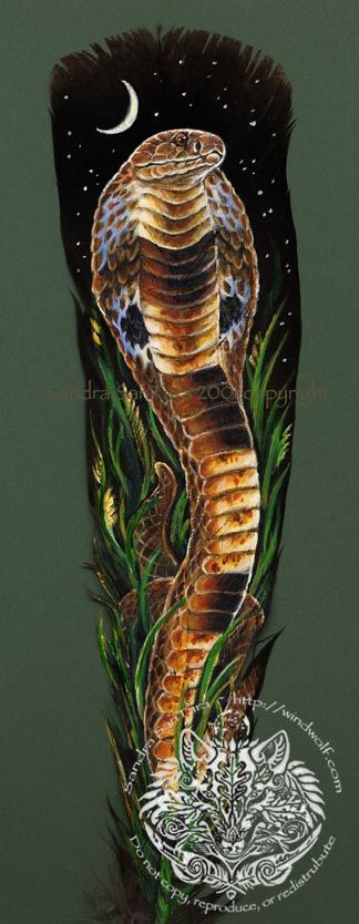 324x834 Force To Be Reckoned With King Cobra Painting On Feather By - Cobra Painting