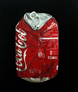 256x300 Original Painting Oil On Canvas Still Life Of A Crushed Coca Cola - Coca Cola Painting