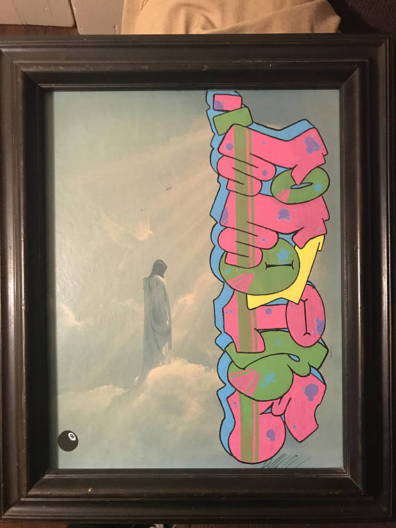 570x760 Jesus And Cocaine Hand Painted Graffiti Canvas - Cocaine Painting