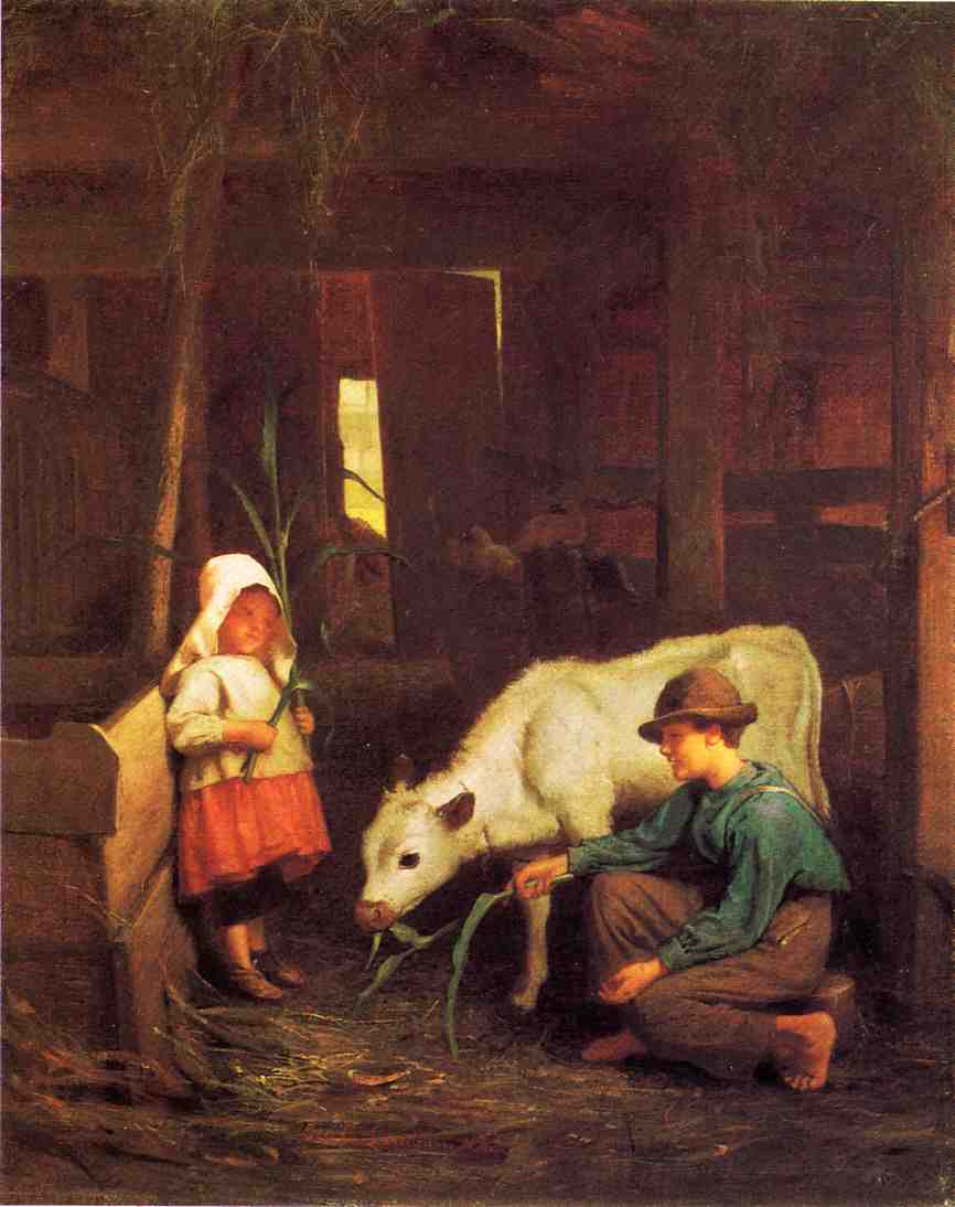 866x1094 The Little White Heifer Painting George Cochran Lambdin Oil - Cochran Painting