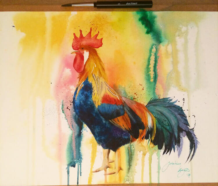 750x640 Cock Painting By Jonathan Knight Art No. 908 - Cock Painting