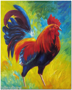 242x300 Hand Painted Rooster Oil Painting 60x50cm - Cock Painting