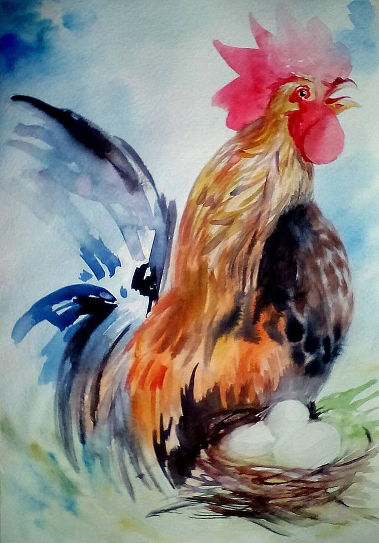 770x1101 Saatchi Art Cock Painting By Valeriia Temnenko - Cock Painting