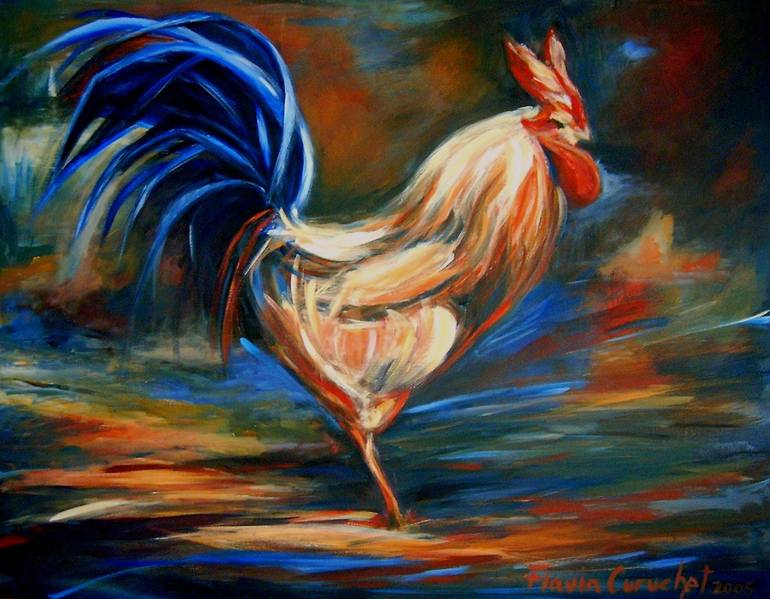 770x599 Saatchi Art The Cock Painting By Flavia Curuchet - Cock Painting
