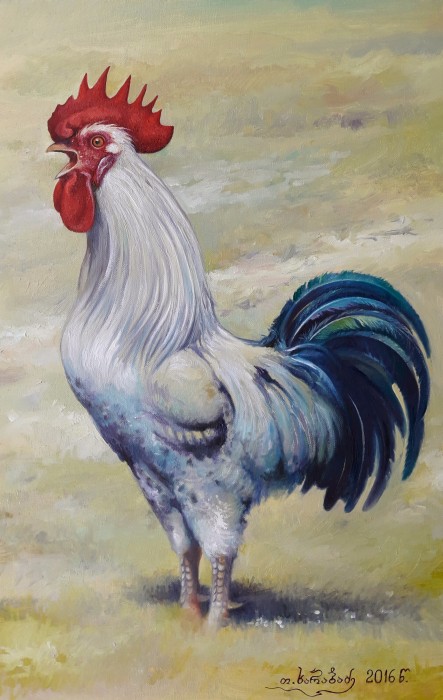 443x700 White Cock Painting For Sale By Teimuraz Kharabadze - Cock Painting