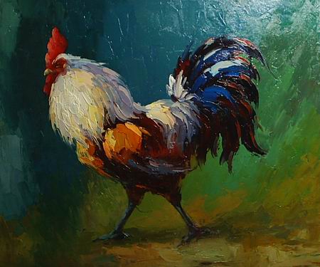 450x375 Cock In Artists' Eyes Painting, Apalette Knife Paintings - Cock Painting