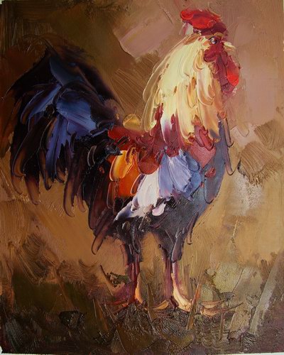 400x500 Cock Painting, Apalette Knife Paintings Reproduction, We Never - Cock Painting