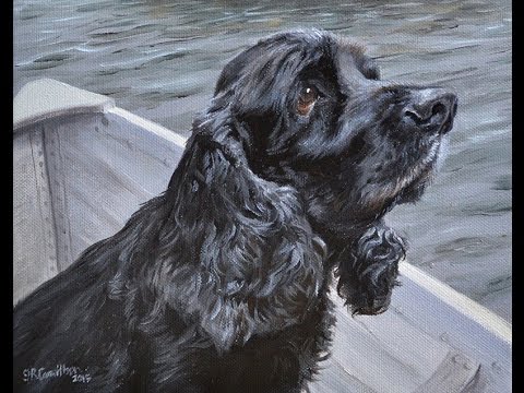 480x360 Dog Portrait, Oil Painting Of Cocker Spaniel Fishing Trip, Time - Cocker Spaniel Painting