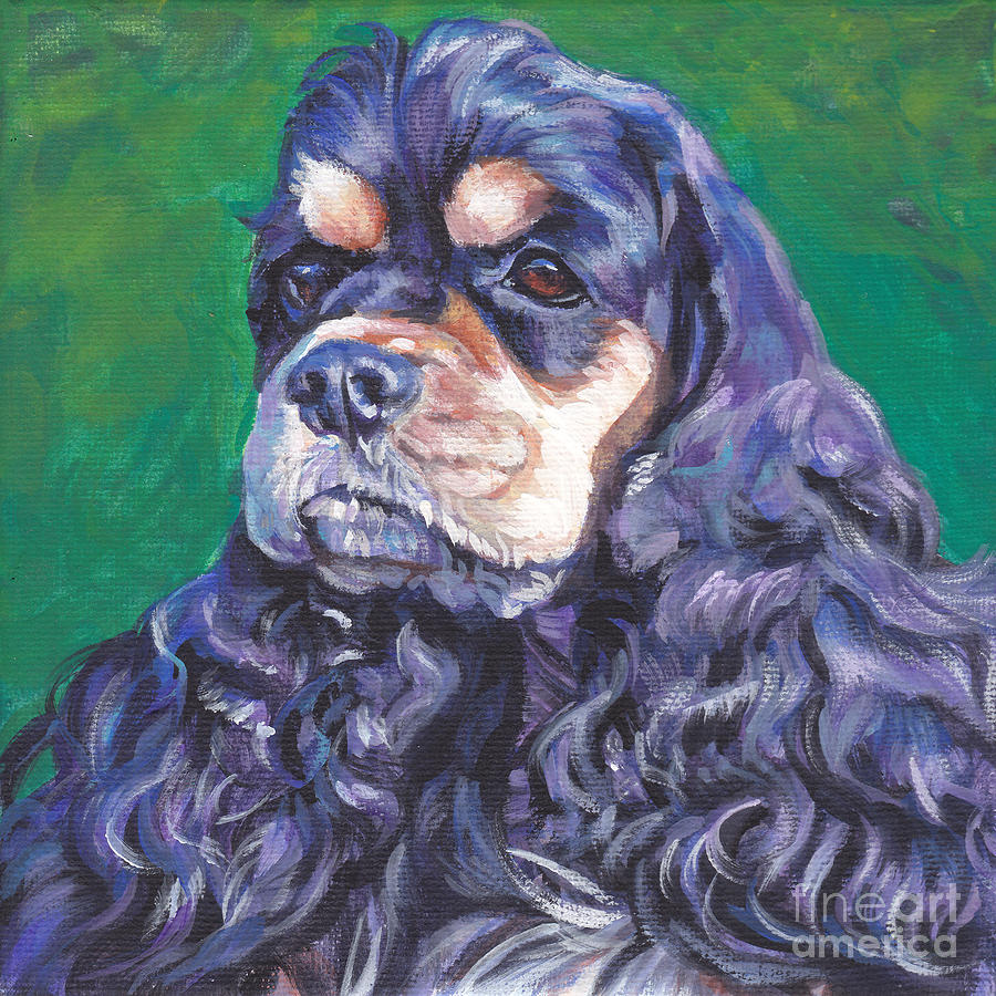 900x900 Black And Tan Cocker Spaniel Painting By Lee Ann Shepard - Cocker Spaniel Painting