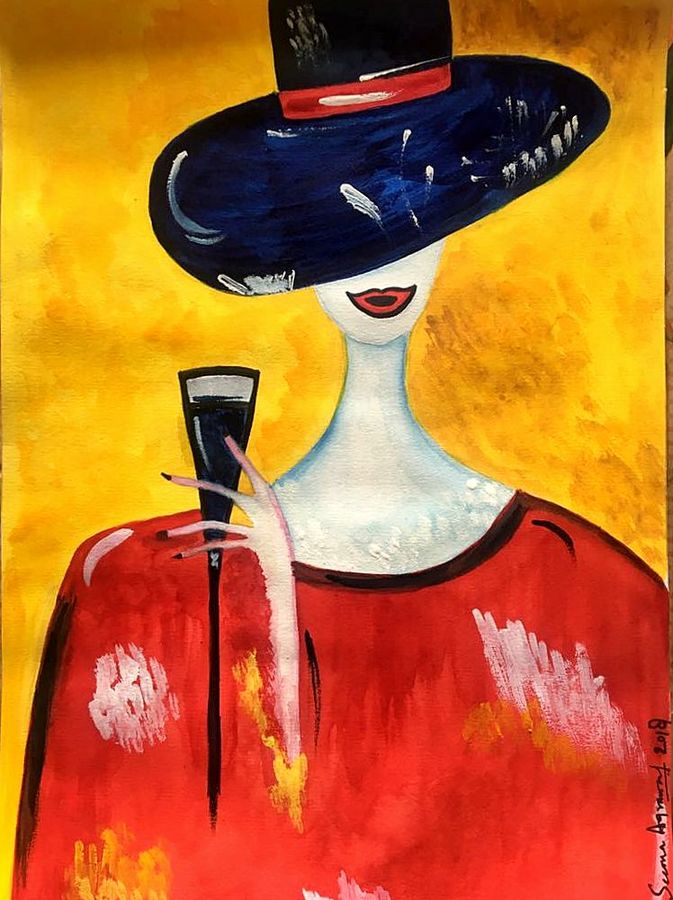 673x900 Modern Art4 Cocktail Party Painting By Artist Seema Agrawal - Cocktail Painting