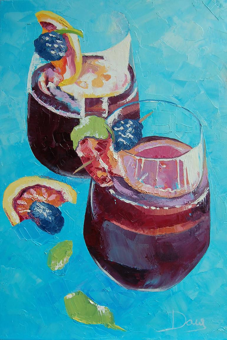 770x1153 Saatchi Art Azure Cocktail Painting By Jane Dolya - Cocktail Painting