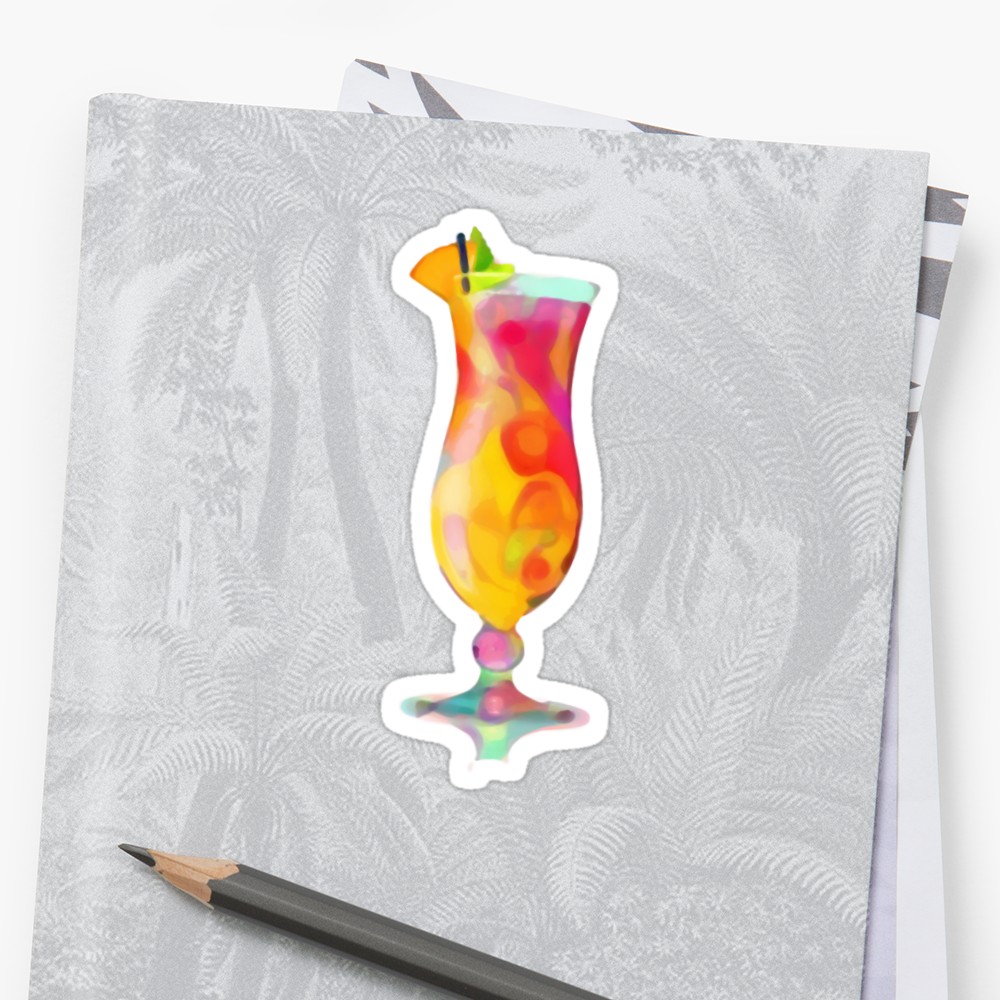 1000x1000 Cocktail Painting Stickers By Realboobear Redbubble - Cocktail Painting