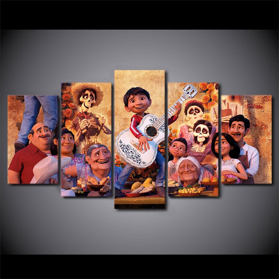 960x960 Pictures Home Decor Hd Printed Modern Canvas 5 Panel Movie Coco - Coco Movie Painting