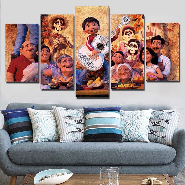 640x640 Canvas Paintings Framework For Living Room Wall Art 5 Pieces Movie - Coco Movie Painting