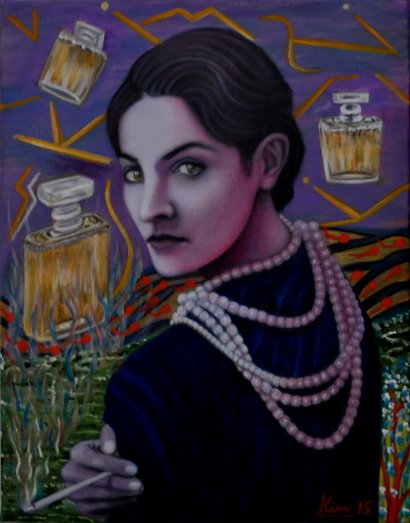 410x523 Oil Painting Gt Smoking Gun Gt Coco Chanel - Coco Painting