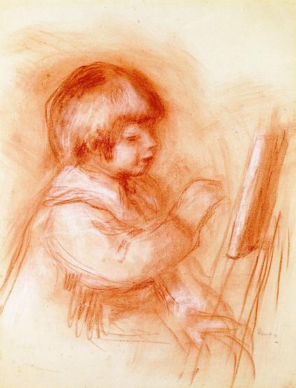 423x555 Pierre Auguste Renoir The Little Painter (Also Known As Coco - Coco Painting