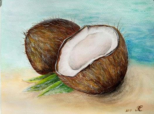 526x389 Coconut Painting Fruits Painting Original Acrylic Painting - Coconut Painting