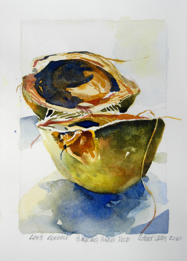 600x838 Lou's Robert Leedy Watercolors - Coconut Painting