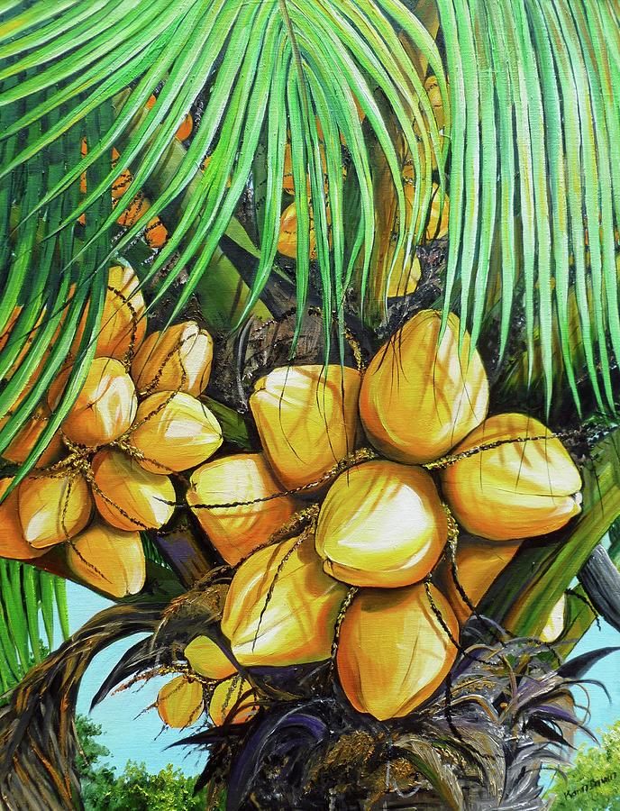 688x900 Yellow Coconut Tree Painting - Coconut Painting