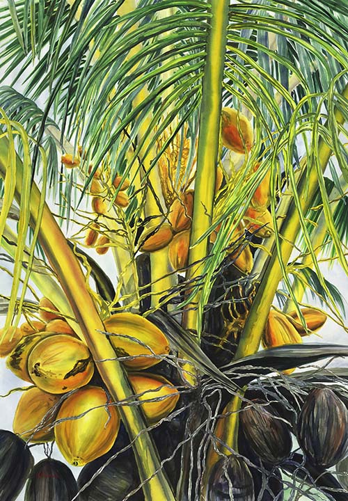 500x720 Coconut Palm Tree Painting - Coconut Tree Painting