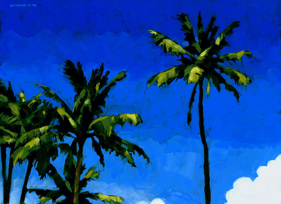 900x654 Coconut Palms 5 Painting By Douglas Simonson - Coconut Tree Painting
