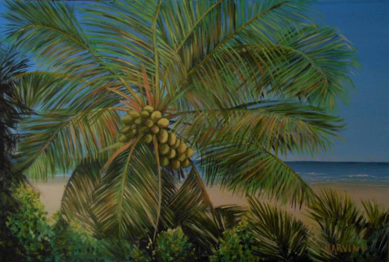 770x519 Saatchi Art Coconut Palm Tree Painting By Janette Marvin - Coconut Tree Painting