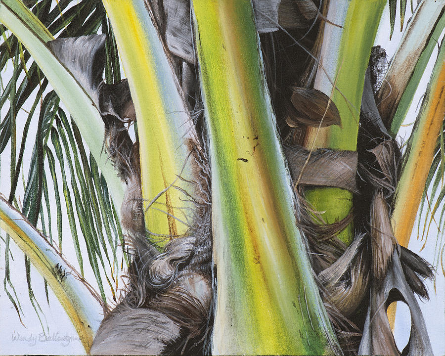 900x720 Coconut Branches Painting By Wendy Ballentyne - Coconut Tree Painting