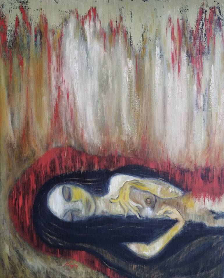 770x956 Saatchi Art Woman In A Cocoon Painting By Nova Silbaugh - Cocoon Painting