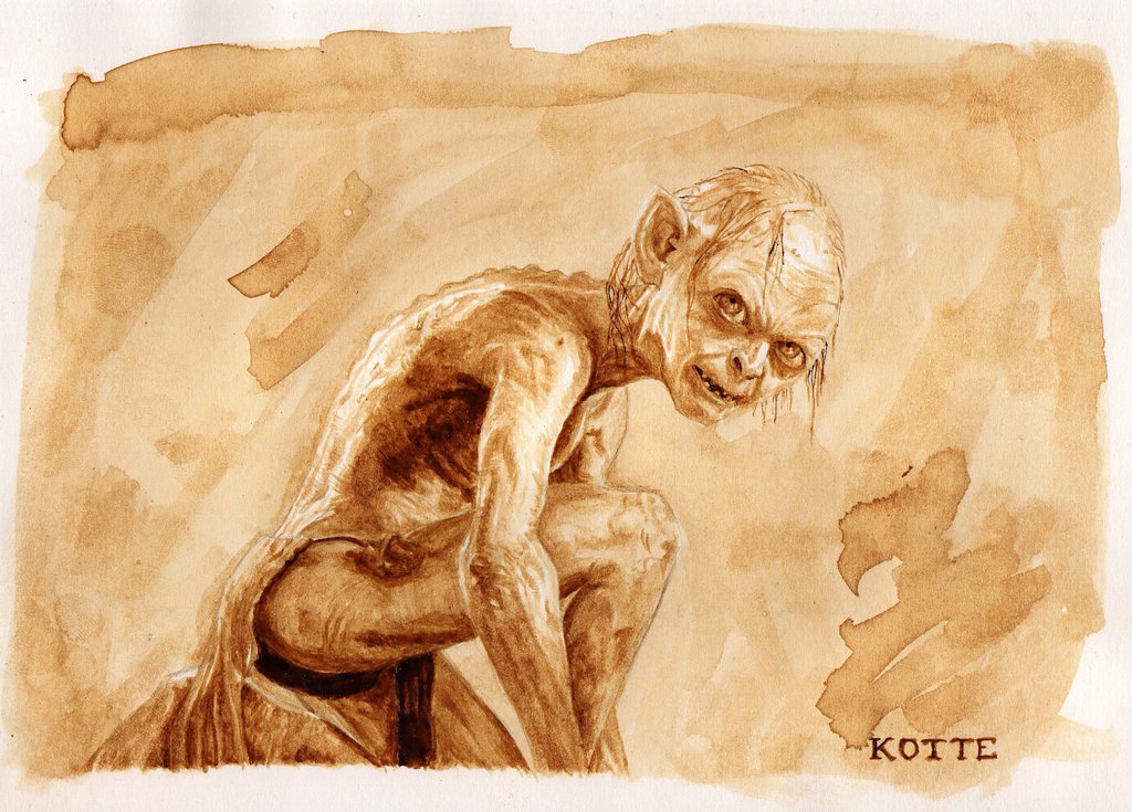 1024x735 Gollum The Brown - Coffee Art Painting