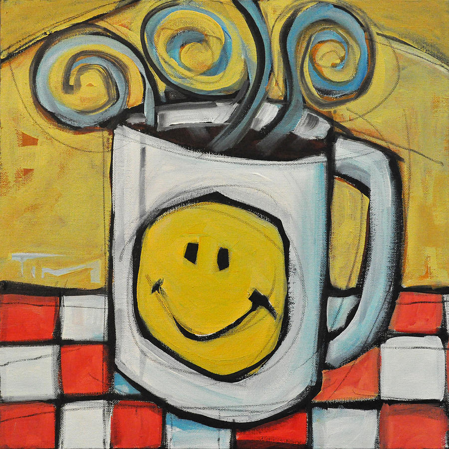 900x900 Coffee Cup One Painting By Tim Nyberg - Coffee Cup Art Painting