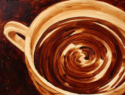 504x383 Coffee Art Painted With Coffee. Love This - Coffee Cup Art Painting