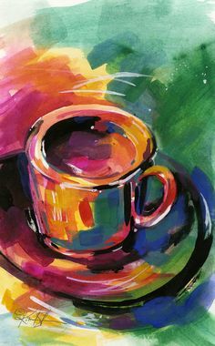 236x380 Painting Of Coffee Cups - Coffee Cup Art Painting