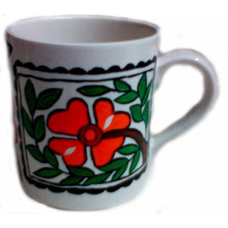 750x750 Coffee Cup With Leave Painting - Coffee Cup Painting