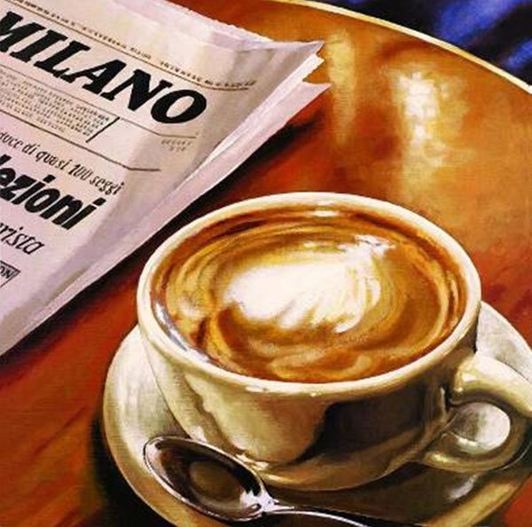 600x594 New Diamond Mosaic Full Diamond Embroidery Beads Newpaper Coffee - Coffee Cup Painting