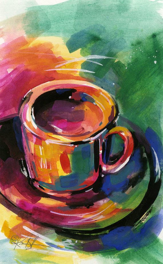 570x919 The 175 Best Coffee Art Images On Dish Towels - Coffee Cup Painting