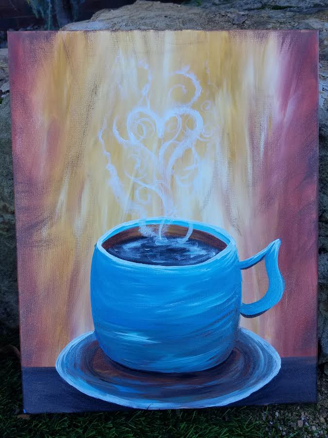 676x901 Coffee Cup Canvas - Coffee Cup Painting On Canvas
