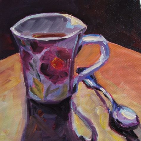 475x475 Pretty Cup Of Coffee 5x5 Oil On Canvas Daily Paintings By - Coffee Cup Painting On Canvas