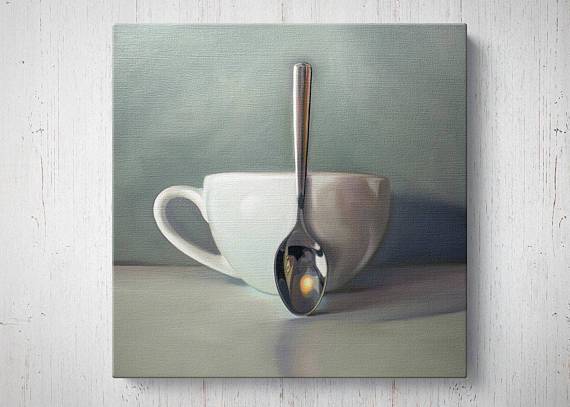 570x407 Unique Haven Coffee Cup Canvas Painting Octotreasure - Coffee Cup Painting On Canvas